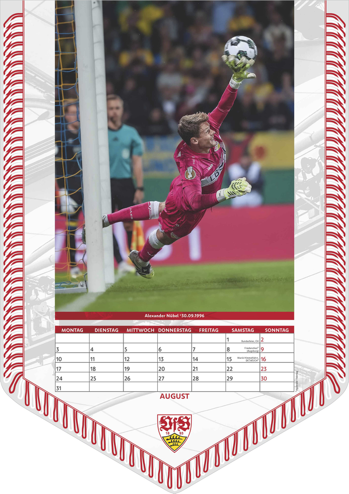 Weitere Ansicht: VfB Stuttgart 2026 - Bannerkalender - Fan-Kalender - Fußball-Kalender - 29,7x42 - Sport | Neumann Verlage GmbH & Co. KG