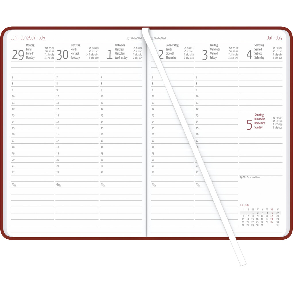 Weitere Ansicht: Wochenplaner Tucson rot 2026 - Büro-Kalender A5 - Cheftimer - red - 1 Woche 2 Seiten - 128 Seiten - Tucson-Einband - Zettler | Zettler Kalender GmbH (Verlag)