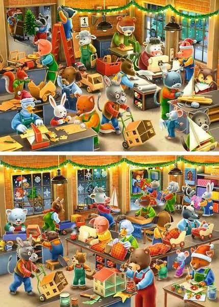 Weitere Ansicht: Kinderpuzzle 2x12 Teile - Weihnachtswerkstatt