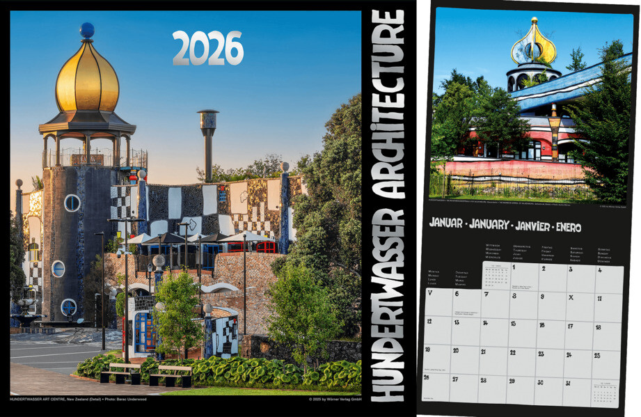 Produktbild: Hundertwasser Broschürenkalender Architektur 2026 | Glarus/CH Namida AG