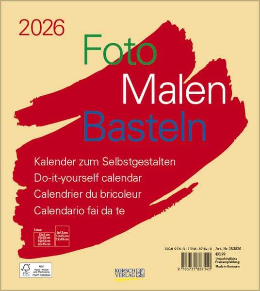 Produktbild: Foto-Malen-Basteln Bastelkalender beige 2026