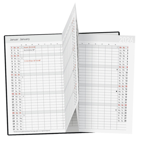 Weitere Ansicht: Taschenkalender Saturn Leporello PVC blau 2026