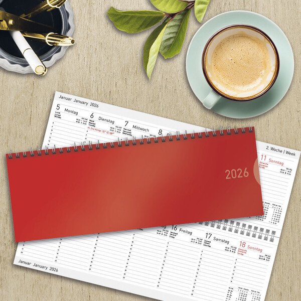 Weitere Ansicht: Tischquerkalender Classic Colourlux rot 2026