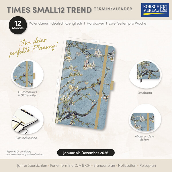 Weitere Ansicht: Buchkalender Times Small12 Trend Mandelblüte 2026
