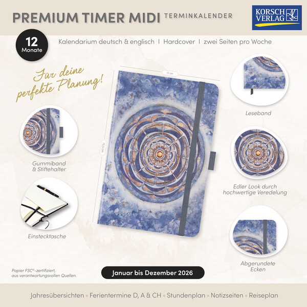 Weitere Ansicht: Premium Timer Midi "Blue Hour" 2026 | Natalia Schäfer