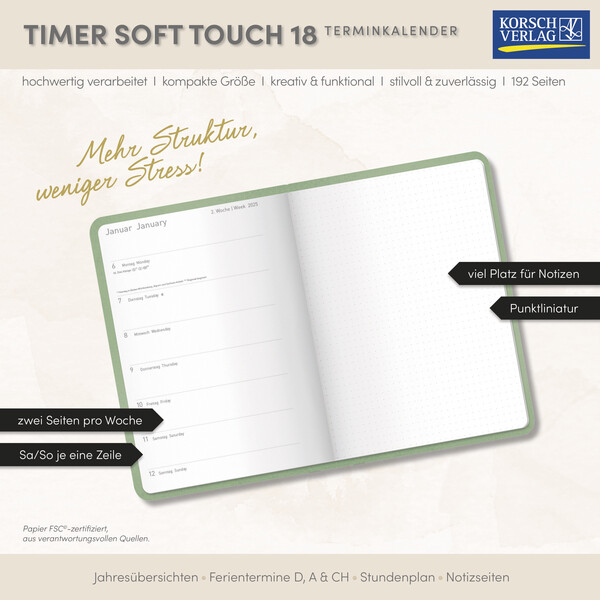 Weitere Ansicht: Timer Soft Touch 18 Monate jade 2026/2027