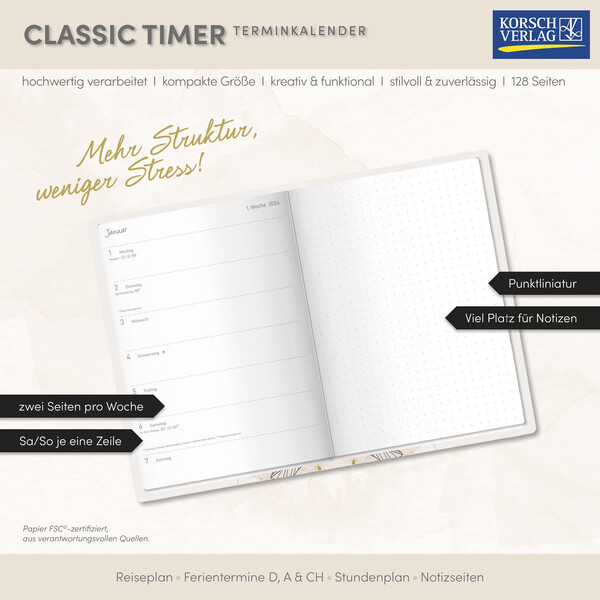 Weitere Ansicht: Terminkalender Classic Timer Blütenzauber 2026