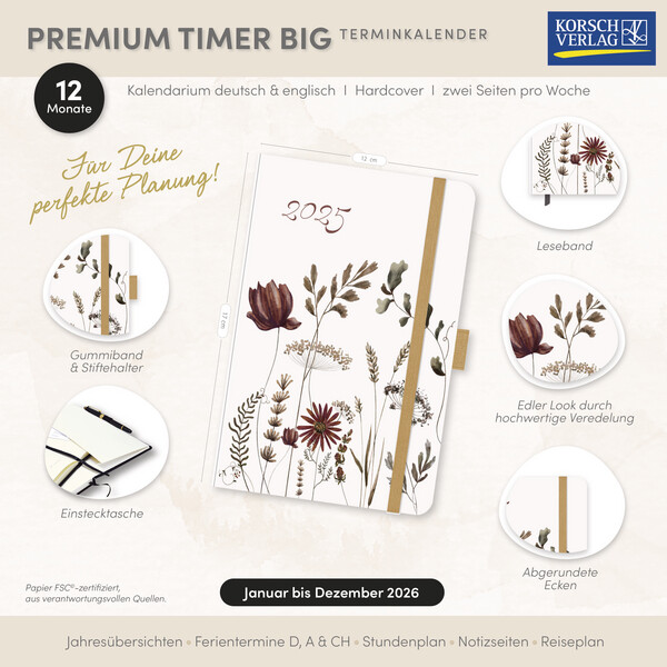 Weitere Ansicht: Premium Timer Big "Herbstblumen" 2026