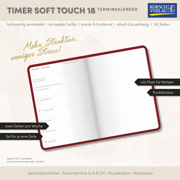 Weitere Ansicht: Timer Soft Touch 18 Monate Rubin 2026/2027