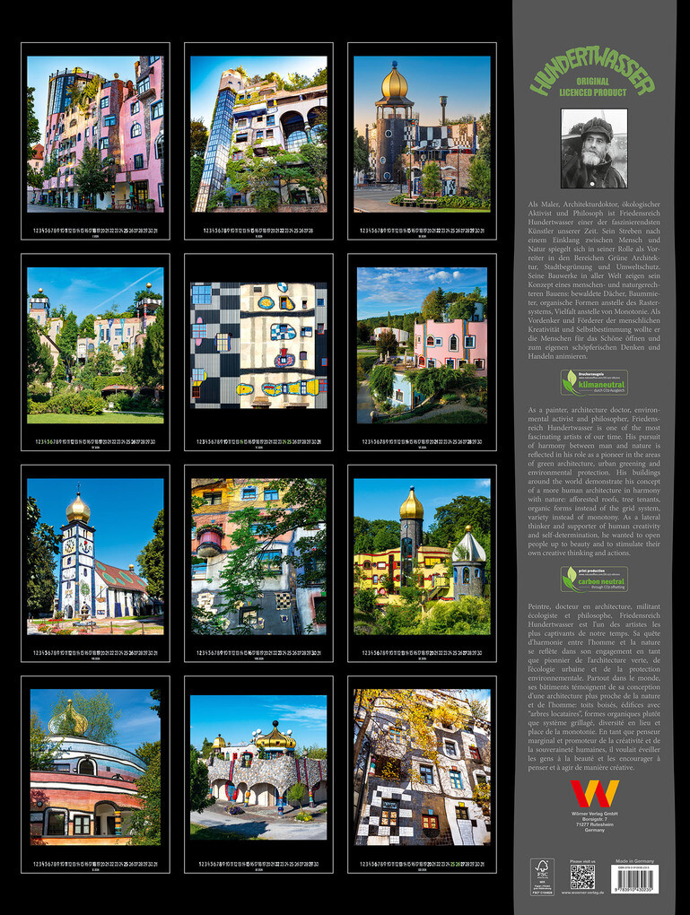 Weitere Ansicht: Großer Hundertwasser Architektur Kalender 2026 | Glarus/CH Namida AG