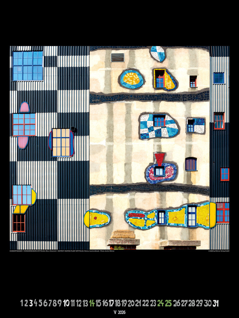 Weitere Ansicht: Großer Hundertwasser Architektur Kalender 2026 | Glarus/CH Namida AG