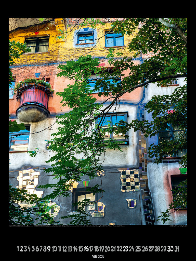 Weitere Ansicht: Großer Hundertwasser Architektur Kalender 2026 | Glarus/CH Namida AG