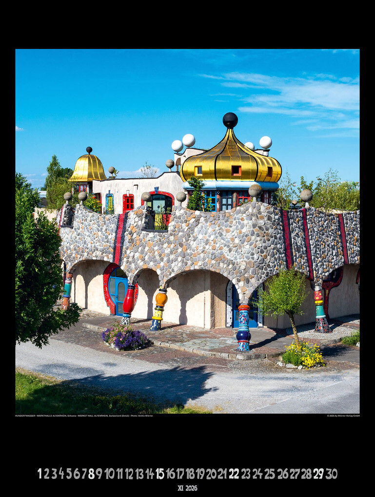 Weitere Ansicht: Großer Hundertwasser Architektur Kalender 2026 | Glarus/CH Namida AG
