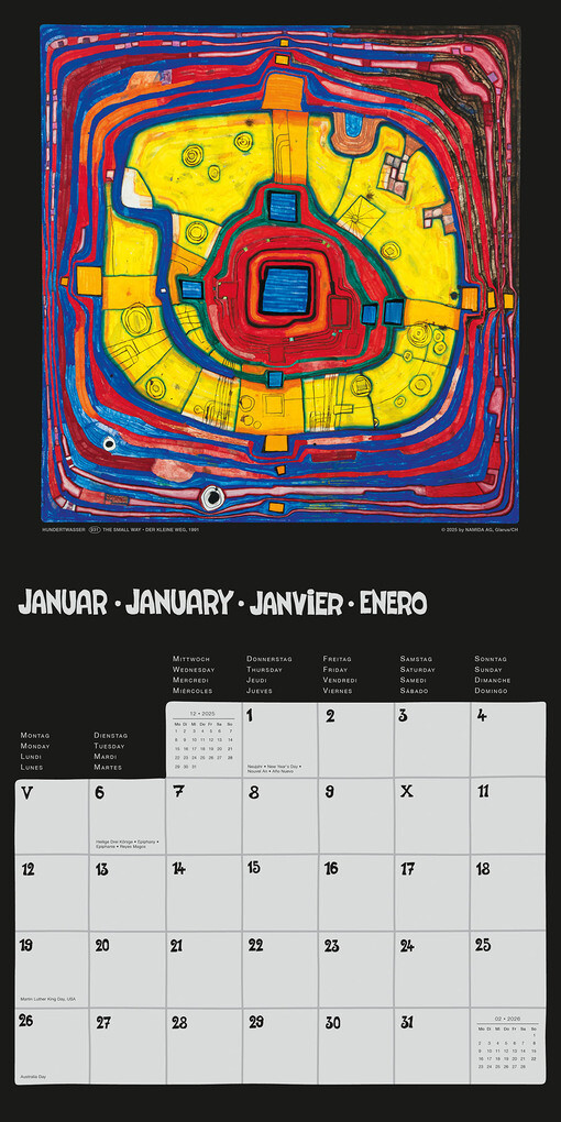 Weitere Ansicht: Hundertwasser Broschürenkalender Art 2026 | Glarus/CH Namida AG