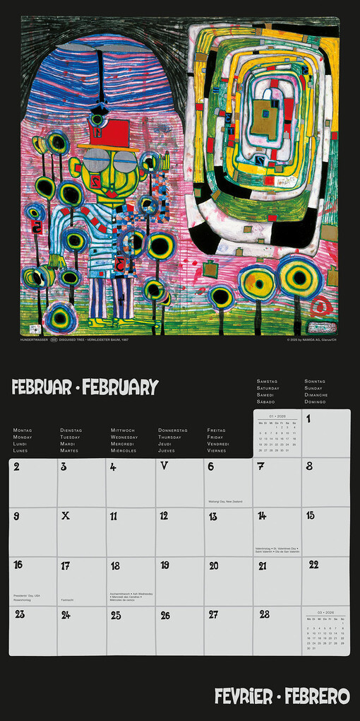 Weitere Ansicht: Hundertwasser Broschürenkalender Art 2026 | Glarus/CH Namida AG