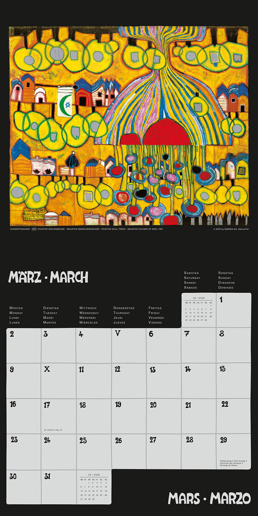 Weitere Ansicht: Hundertwasser Broschürenkalender Art 2026 | Glarus/CH Namida AG