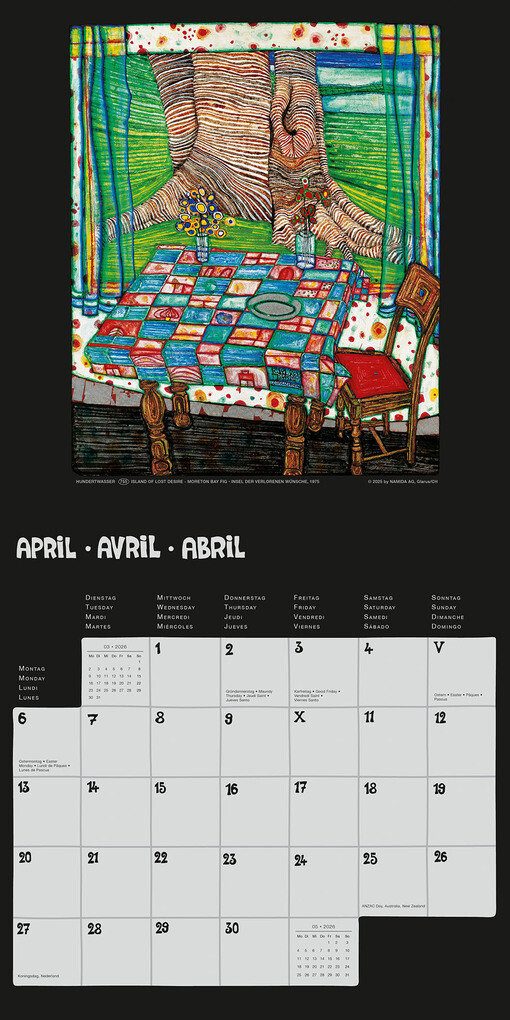 Weitere Ansicht: Hundertwasser Broschürenkalender Art 2026 | Glarus/CH Namida AG