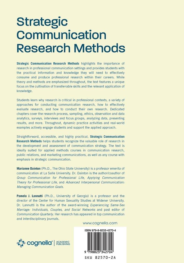 Weitere Ansicht: Strategic Communication Research Methods | Marianne Dainton, Pamela J Lannutti