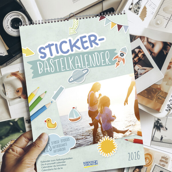 Weitere Ansicht: Foto-Malen-Basteln Bastelkalender mit Stickern 2026