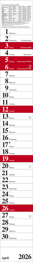 Weitere Ansicht: Streifenplaner Praktika Rot 2026