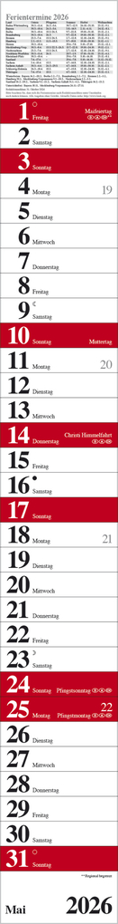 Weitere Ansicht: Streifenplaner Praktika Rot 2026