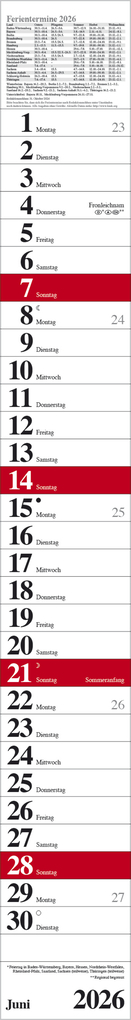 Weitere Ansicht: Streifenplaner Praktika Rot 2026