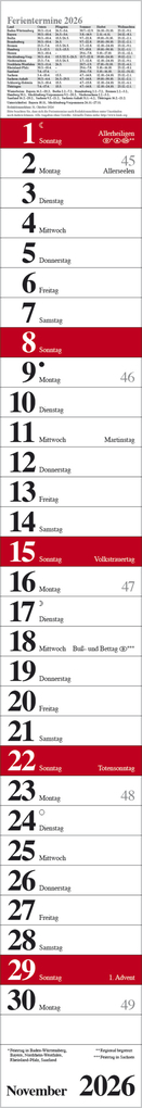 Weitere Ansicht: Streifenplaner Praktika Rot 2026