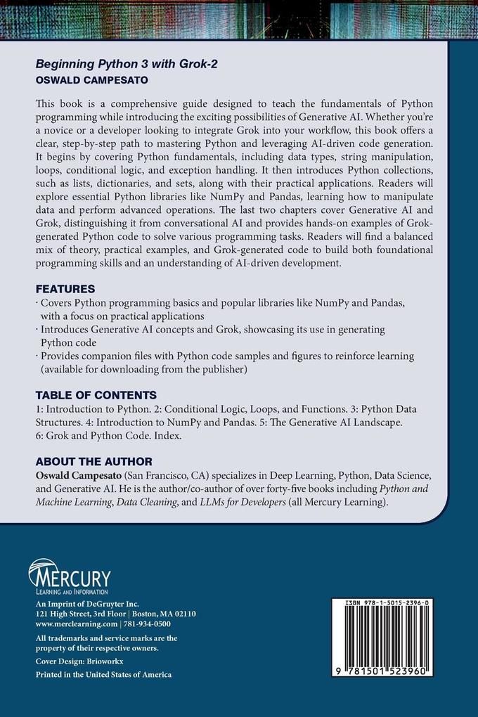 Weitere Ansicht: Beginning Python 3 with Grok 2 | Oswald Campesato