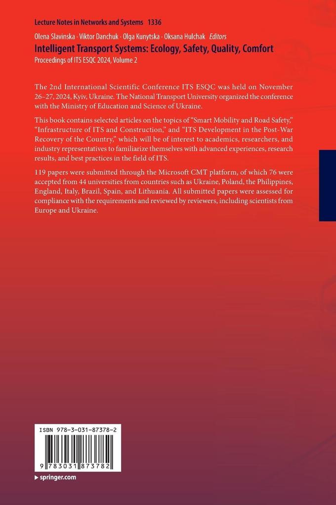 Weitere Ansicht: Intelligent Transport Systems: Ecology, Safety, Quality, Comfort