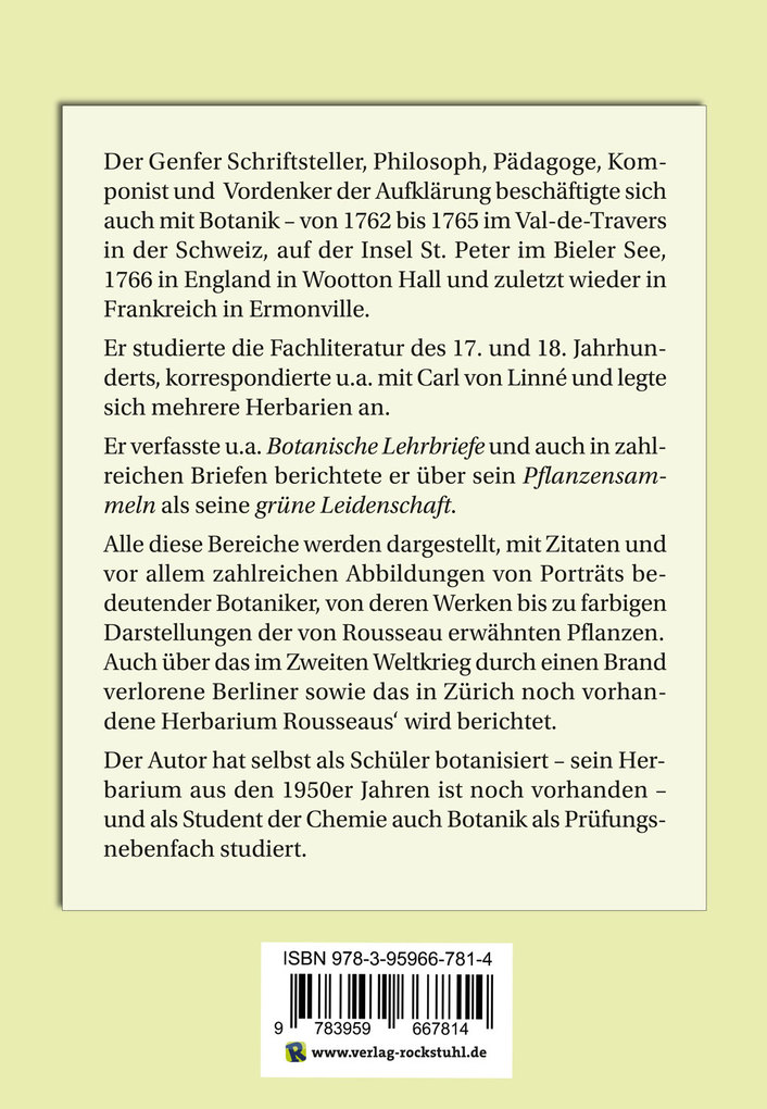 Weitere Ansicht: Jean-Jacques ROUSSEAU und die Botanik als grüne Leidenschaft | Georg Schwedt