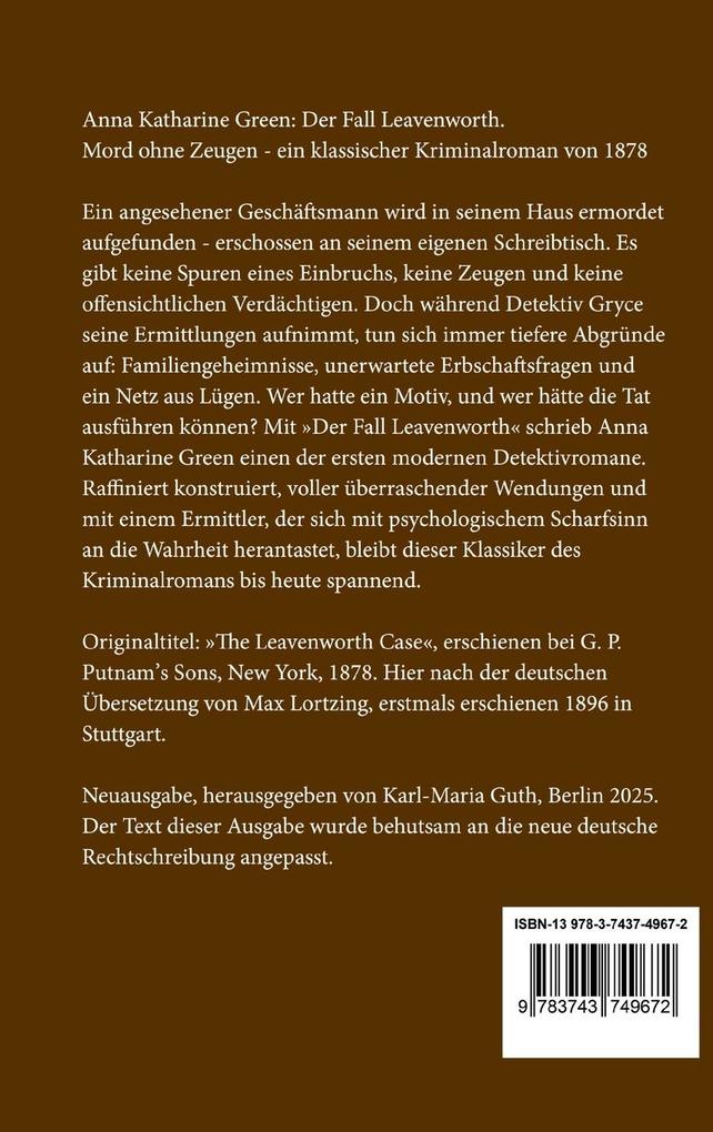 Weitere Ansicht: Der Fall Leavenworth | Anna Katharine Green