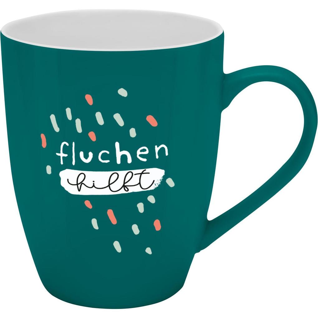Weitere Ansicht: Tasse mit Motivdruck "fluchen hilft", mit Banderole