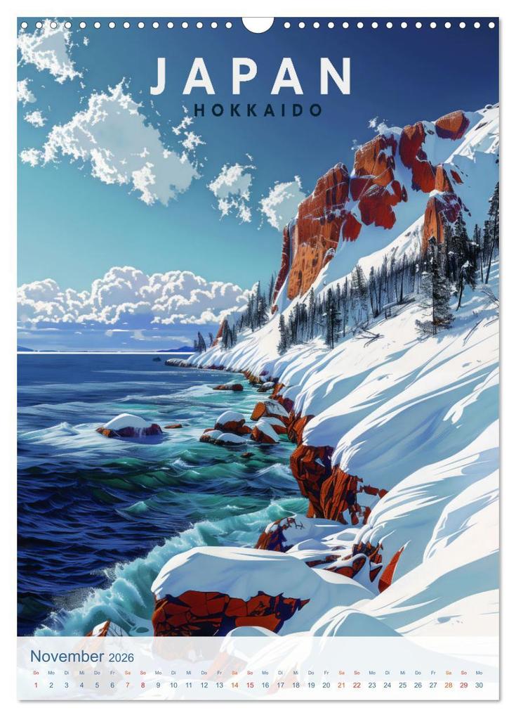 Weitere Ansicht: Japan - Old School Poster Style (Wandkalender 2026 DIN A3 hoch), CALVENDO Monatskalender | Val Thoermer, Calvendo