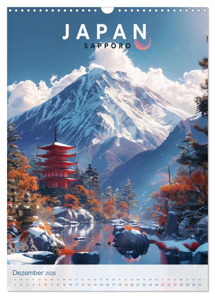 Weitere Ansicht: Japan - Old School Poster Style (Wandkalender 2026 DIN A3 hoch), CALVENDO Monatskalender | Val Thoermer, Calvendo