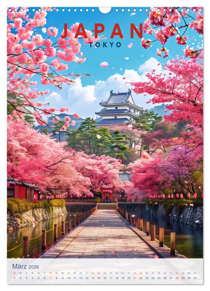 Weitere Ansicht: Japan - Old School Poster Style (Wandkalender 2026 DIN A3 hoch), CALVENDO Monatskalender | Val Thoermer, Calvendo
