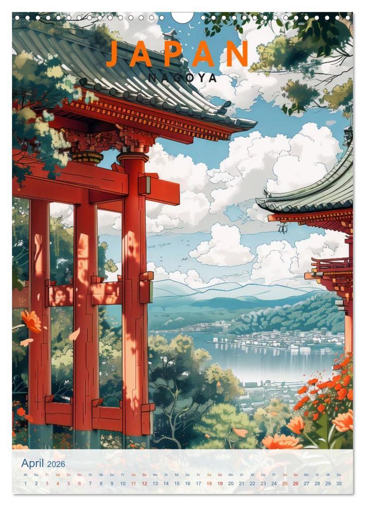 Weitere Ansicht: Japan - Old School Poster Style (Wandkalender 2026 DIN A3 hoch), CALVENDO Monatskalender | Val Thoermer, Calvendo