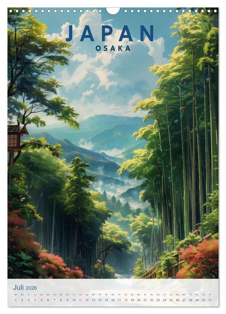 Weitere Ansicht: Japan - Old School Poster Style (Wandkalender 2026 DIN A3 hoch), CALVENDO Monatskalender | Val Thoermer, Calvendo