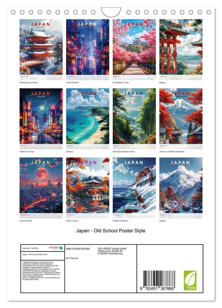 Weitere Ansicht: Japan - Old School Poster Style (Wandkalender 2026 DIN A4 hoch), CALVENDO Monatskalender | Val Thoermer, Calvendo