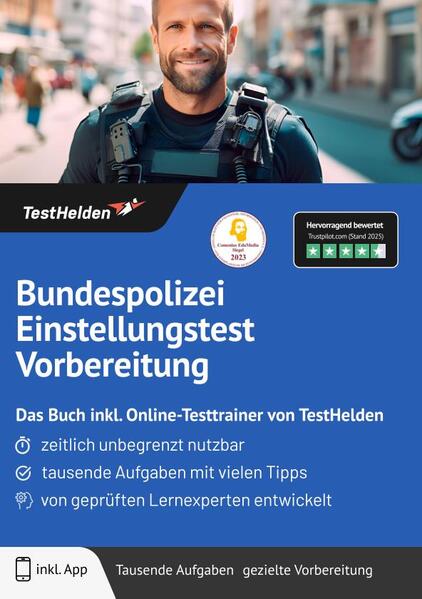 Produktbild: Bundespolizei Einstellungstest Vorbereitung: Das Buch inkl. Online-Testtrainer von TestHelden | Tom Wenk