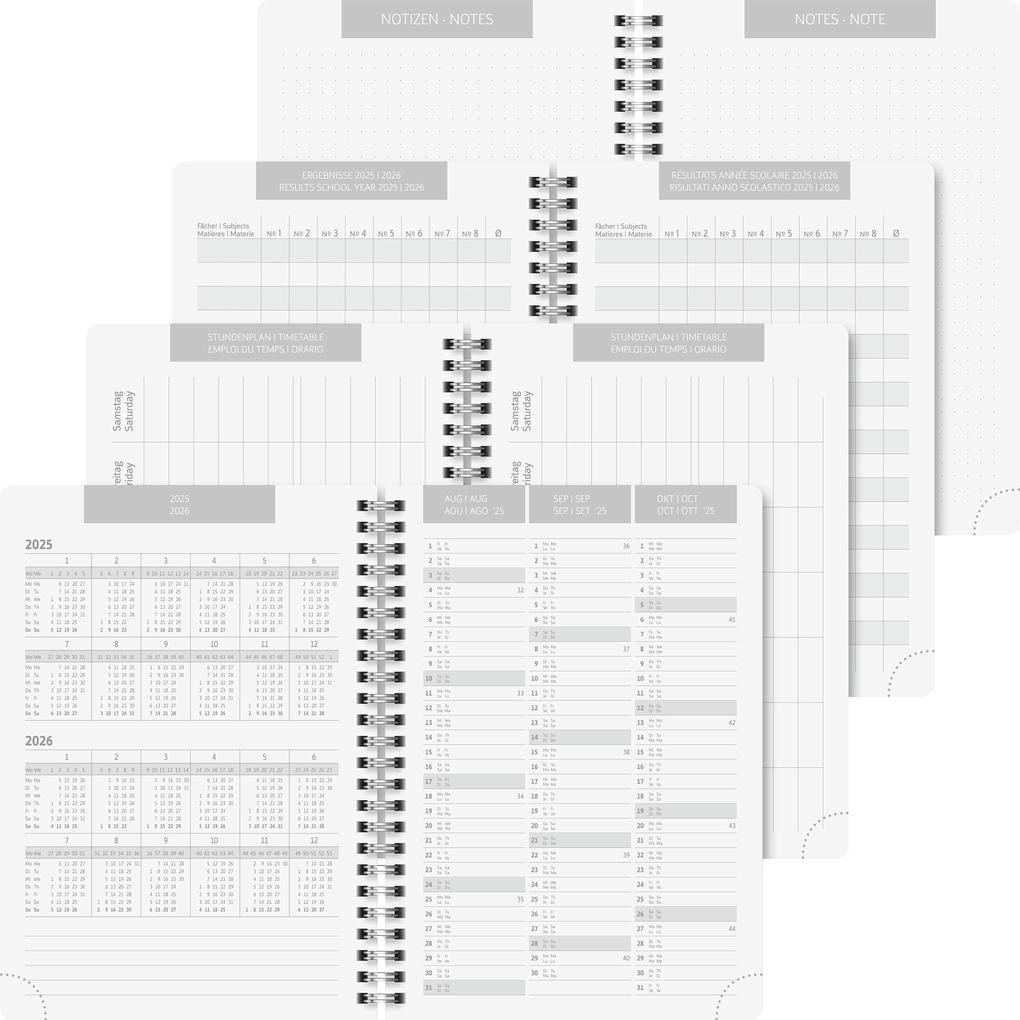 Weitere Ansicht: BRUNNEN Schülerkalender (2025/2026) "Grey Marble", 2 Seiten = 1 Woche, A5, 208 Seiten, PP-Umschlag, grau