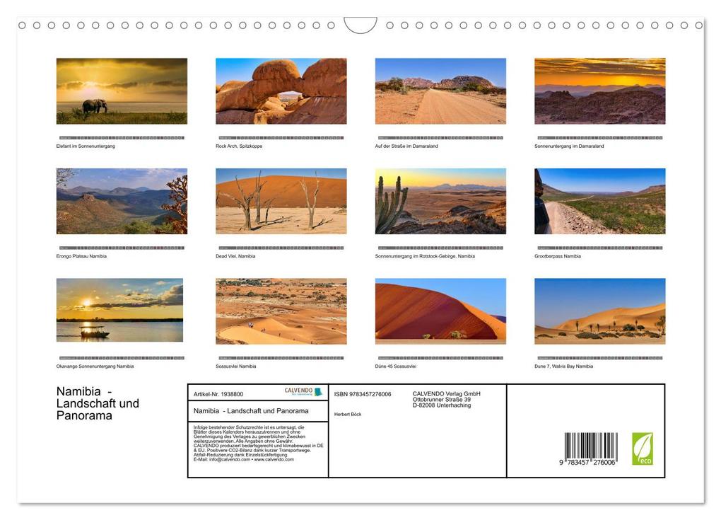Weitere Ansicht: Namibia - Landschaft und Panorama (Wandkalender 2026 DIN A3 quer), CALVENDO Monatskalender | Herbert Böck, Calvendo