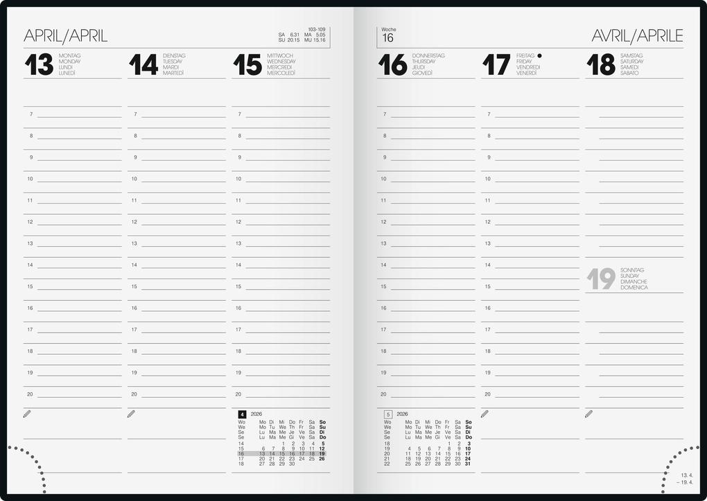 Weitere Ansicht: BRUNNEN 1079660906 | Buchkalender Mod. 796 2026 | A5, Kunststoff, schwarz