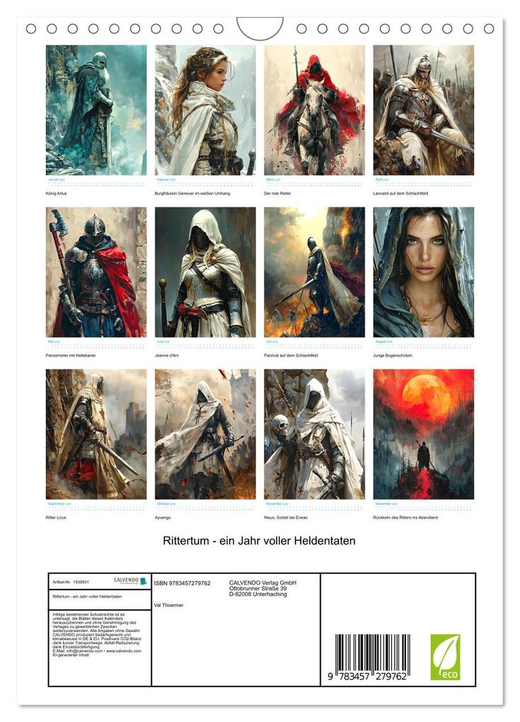 Weitere Ansicht: Rittertum - ein Jahr voller Heldentaten (Wandkalender 2026 DIN A4 hoch), CALVENDO Monatskalender | Val Thoermer, Calvendo