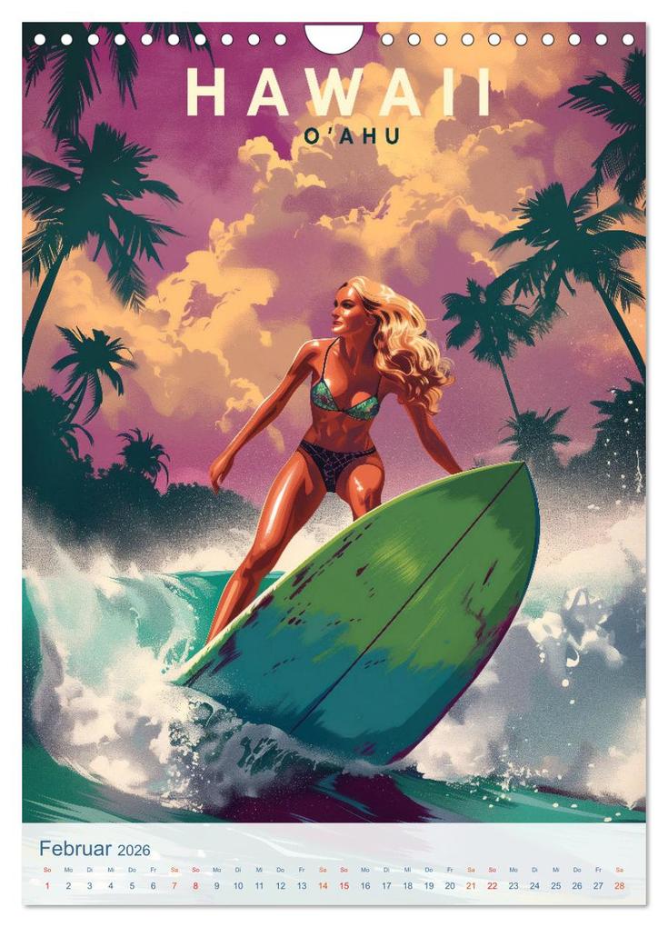 Weitere Ansicht: Hawaii - Old School Poster Style (Wandkalender 2026 DIN A4 hoch), CALVENDO Monatskalender | Val Thoermer, Calvendo