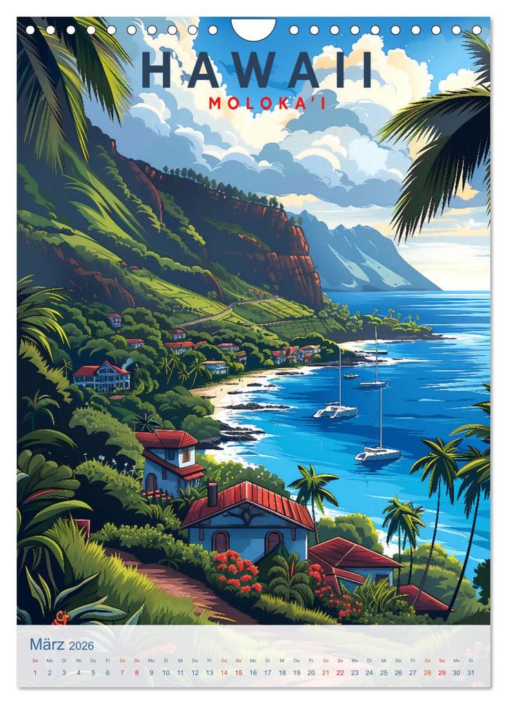 Weitere Ansicht: Hawaii - Old School Poster Style (Wandkalender 2026 DIN A4 hoch), CALVENDO Monatskalender | Val Thoermer, Calvendo