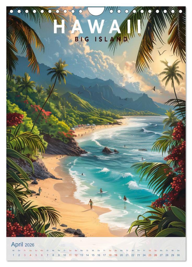 Weitere Ansicht: Hawaii - Old School Poster Style (Wandkalender 2026 DIN A4 hoch), CALVENDO Monatskalender | Val Thoermer, Calvendo