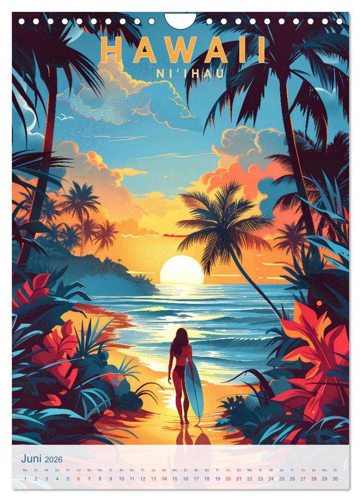 Weitere Ansicht: Hawaii - Old School Poster Style (Wandkalender 2026 DIN A4 hoch), CALVENDO Monatskalender | Val Thoermer, Calvendo