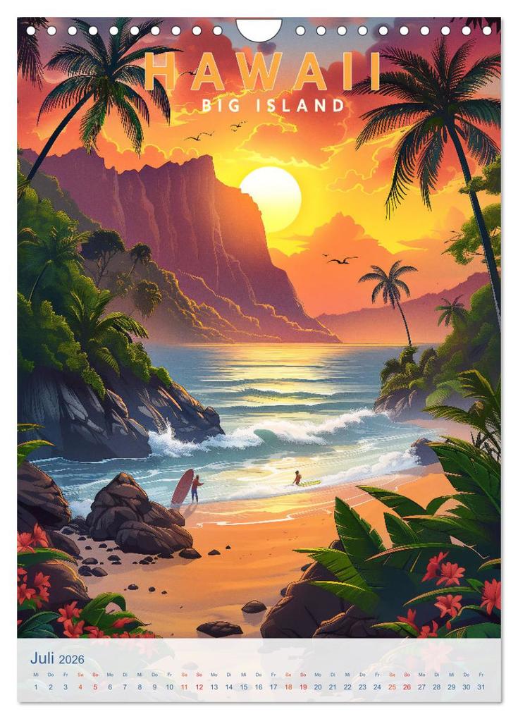 Weitere Ansicht: Hawaii - Old School Poster Style (Wandkalender 2026 DIN A4 hoch), CALVENDO Monatskalender | Val Thoermer, Calvendo
