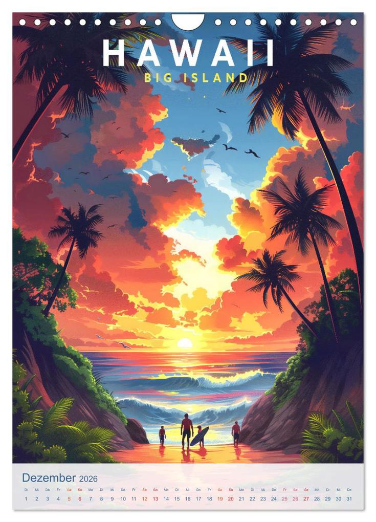 Weitere Ansicht: Hawaii - Old School Poster Style (Wandkalender 2026 DIN A4 hoch), CALVENDO Monatskalender | Val Thoermer, Calvendo