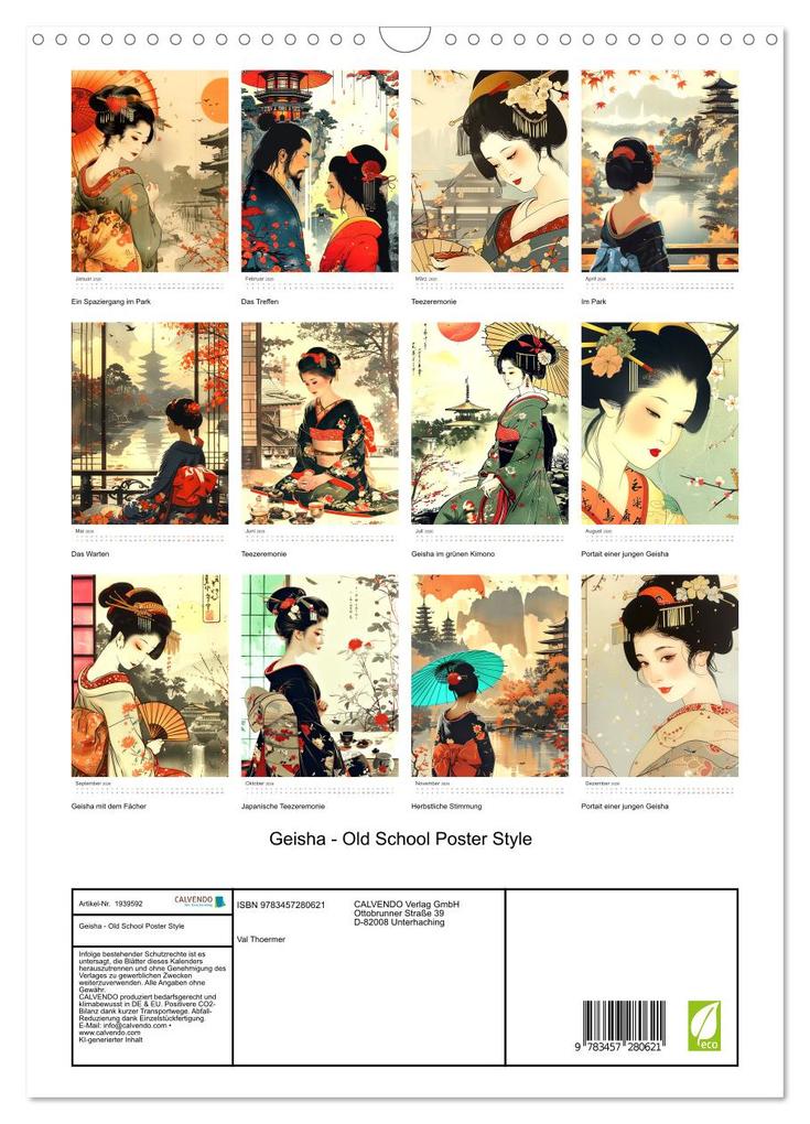 Weitere Ansicht: Geisha - Old School Poster Style (Wandkalender 2026 DIN A3 hoch), CALVENDO Monatskalender | Val Thoermer, Calvendo